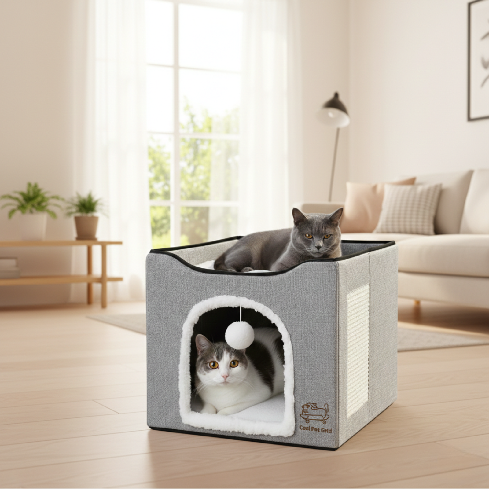 Two-Tier Cat Condo & Hideaway – Cool Pet Grid